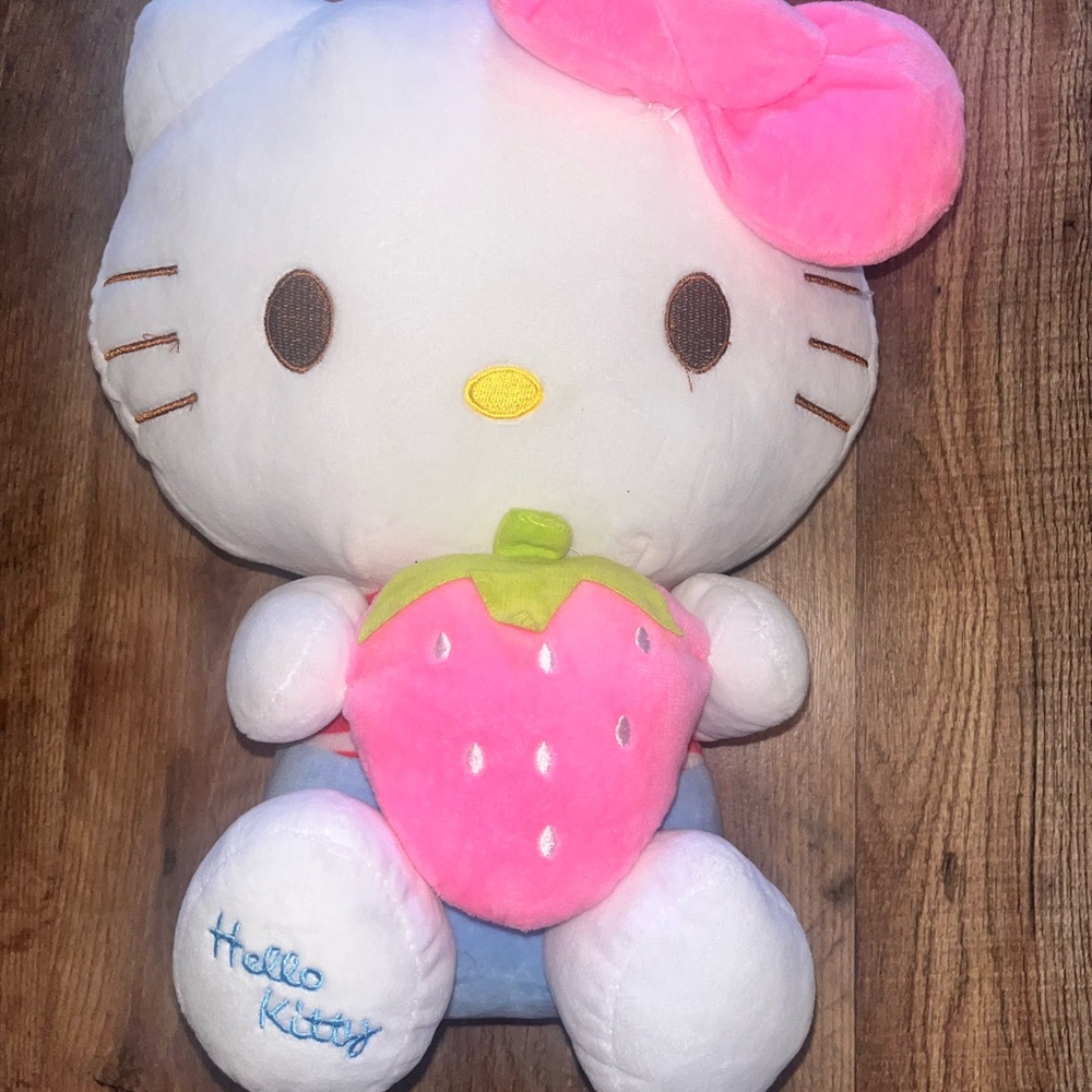 Hello Kitty Plush with Pink Bow and Strawberry